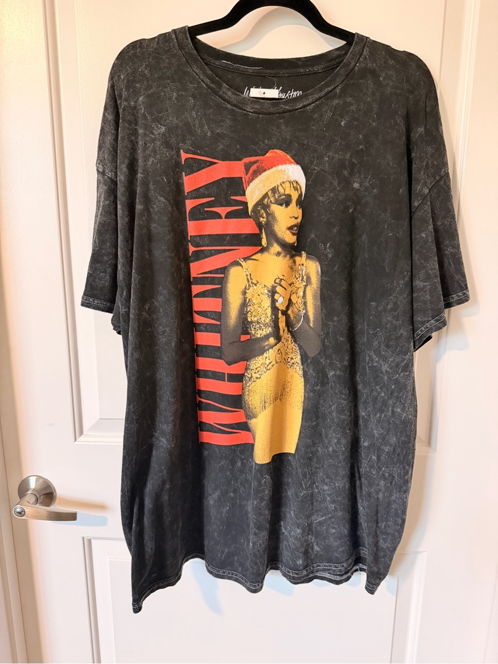 NWT- Whitney Graphic Mineral-Wash Black Tee with Red Accent